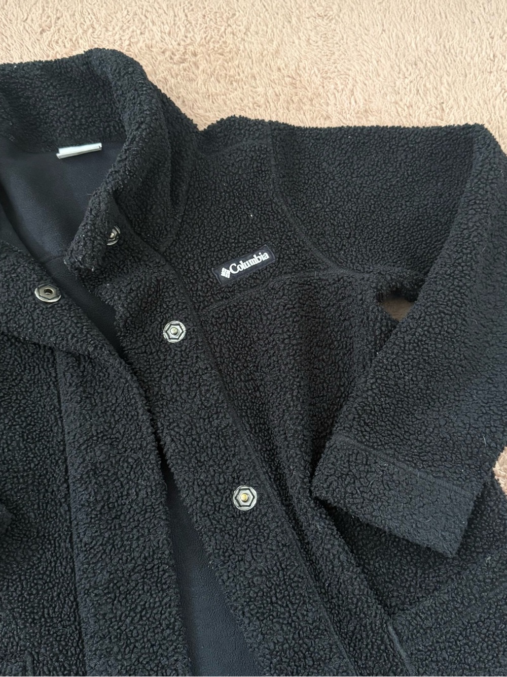 Columbia Women's Longline Black Sherpa Snap Fleece Jacket
